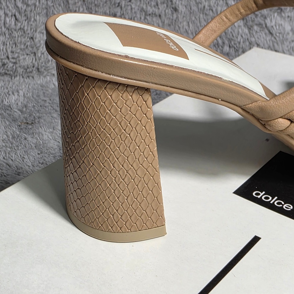 Dolce Vita‎ Nude Tan Heeled Sandals Heels Braided Croc Heel Womens 9.5 NEW - Picture 4 of 5